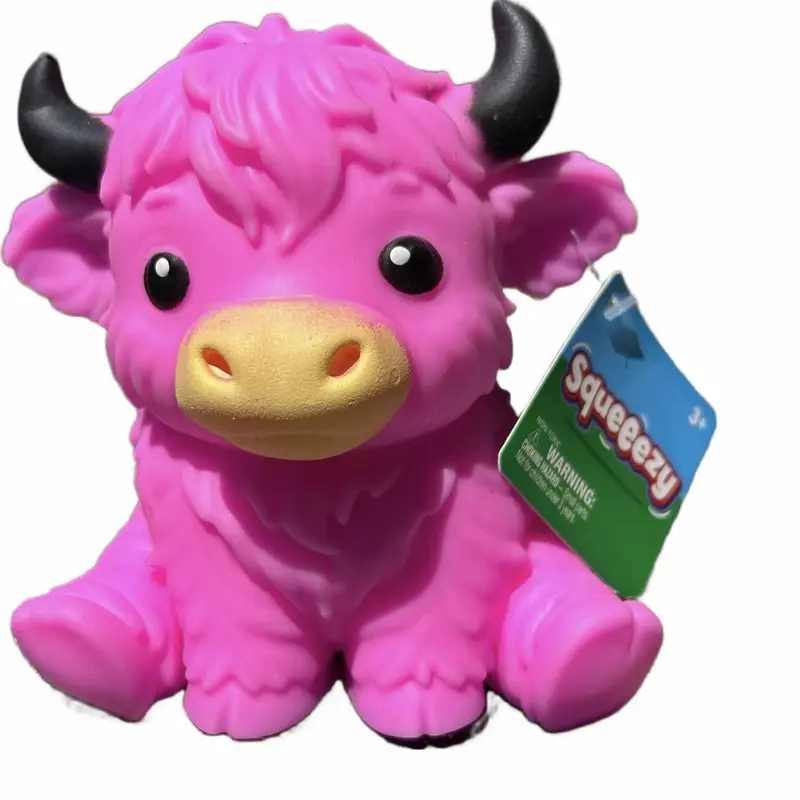 Random Color Highland Cow Squishy Plush Toy, Soft Stuffed Animal for Kids, Stress Relief Companion