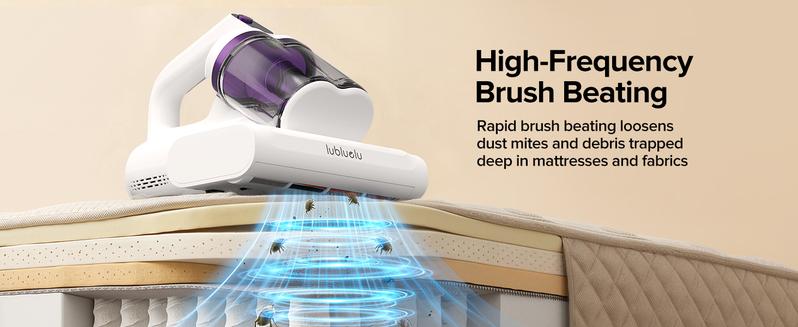 【12.5Kpa Power】350W Motor Vacuum Cleaner for Bed, Sofa & Toy - Removes 100% Dust Mites, Dead Skin & Allergens in Seconds