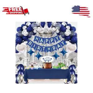 Navy Blue Happy Birthday Party Decorations Set