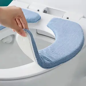 soft set of SoftTouch washable toilet seat cushions, thickened and comfortable warm seat cover, easy installation, suitable for most toilets, bathroom accessories