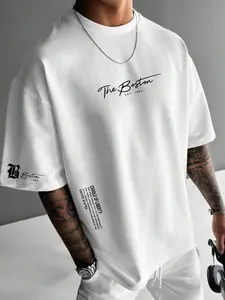 Men's The Boston EST 1997 Print Round Neck Tee, Regular Fit Casual Street Fashion Short Sleeve Crew Neck T-Shirt for Summer, Fashion Men's Top for Daily Wear, Tropical