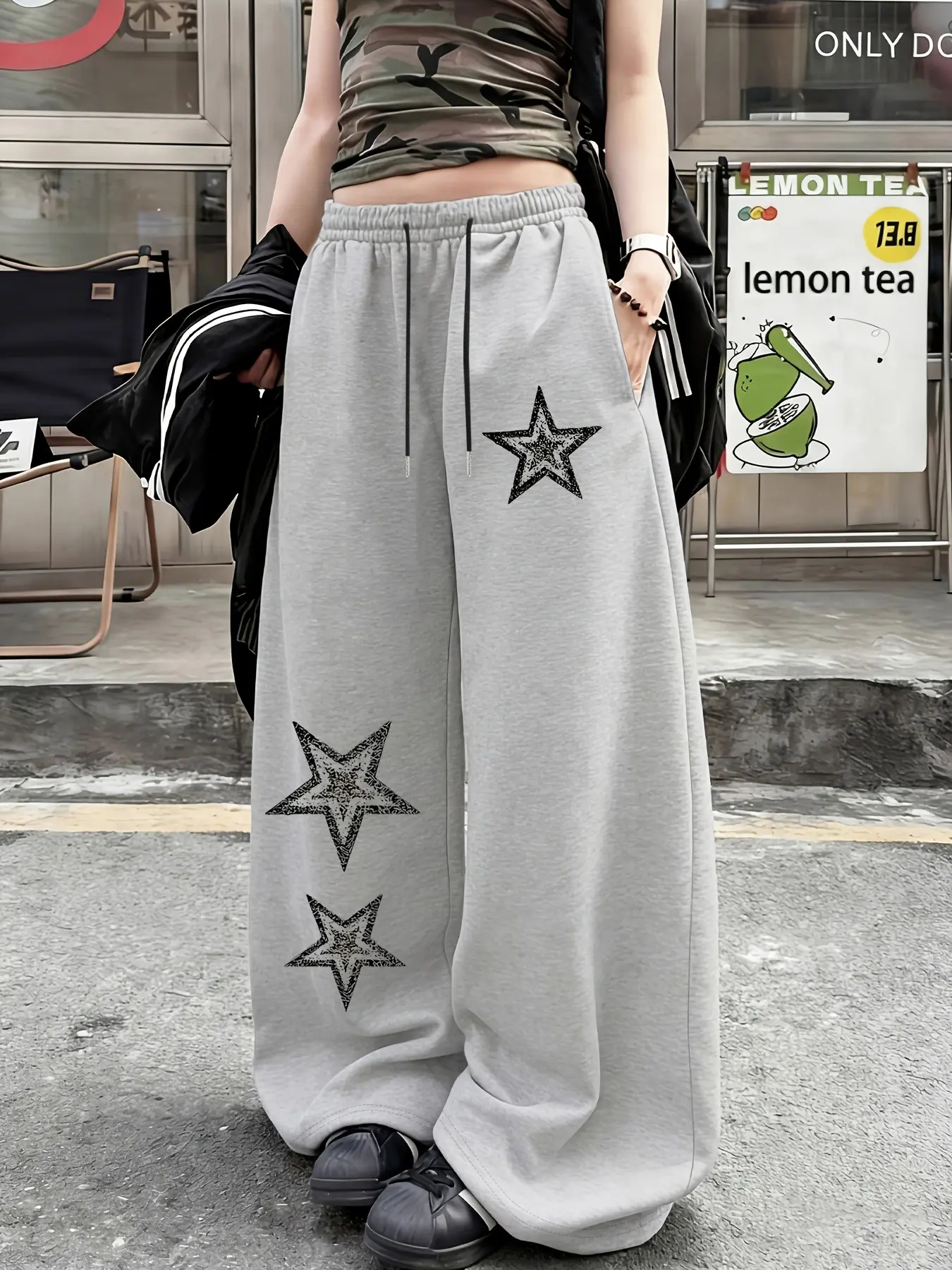 Glitter Star Graphic Sweatpants - Y2K Vintage Streetwear Casual Joggers