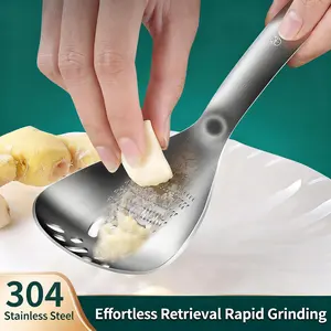 Multifunctional Grinding Spoon — 304 Stainless Steel Garlic Masher, Kitchen & Home Garlic & Ginger Press, Baby Food Prep Tool & Strainer Spoon