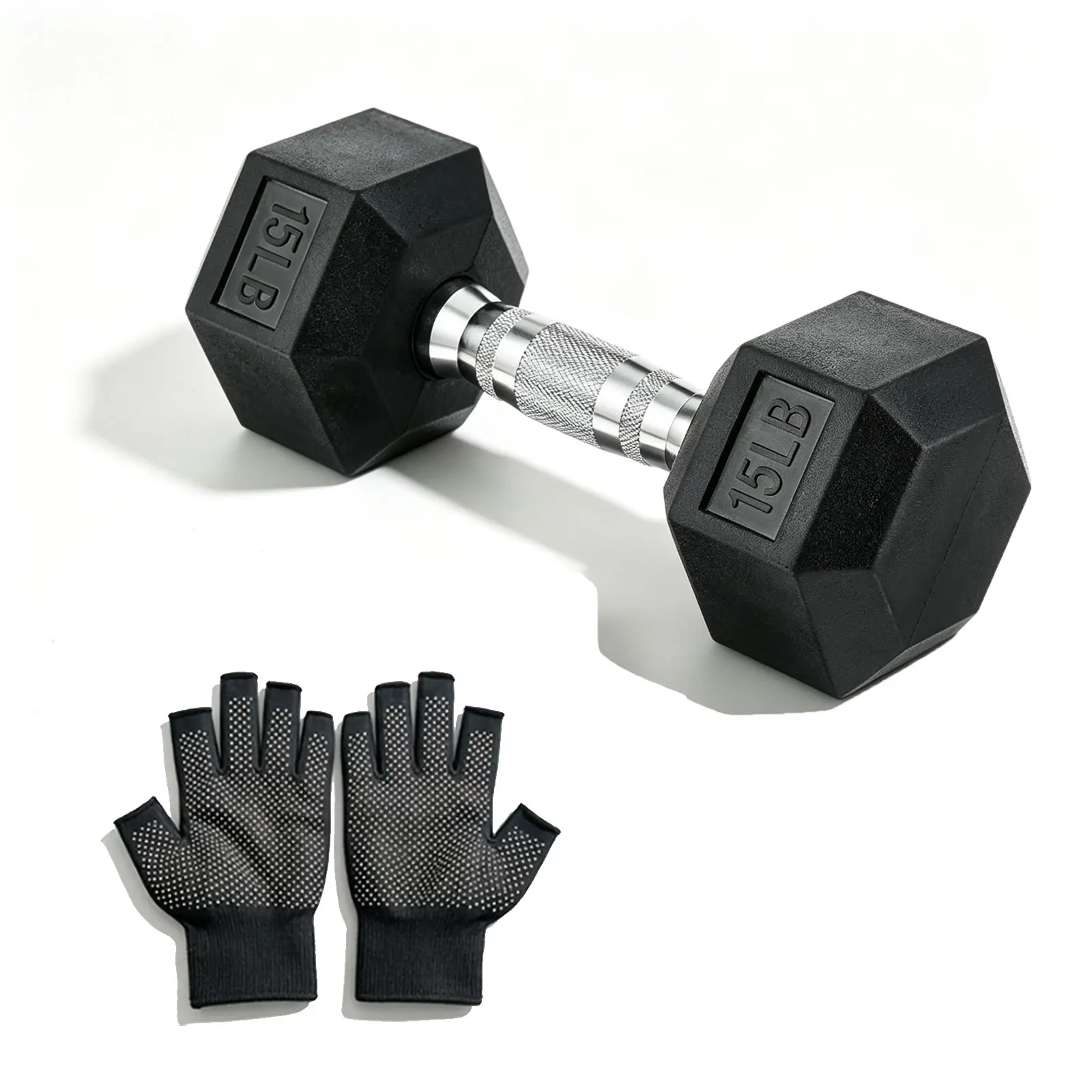 Metal Dumbbells with Contour Grips & Grip Gloves - Comfortable Hold, 15lbs-20lbs Multiple Weights, At Home Gym Equipment for Resistance Lifting, Home Strength Training