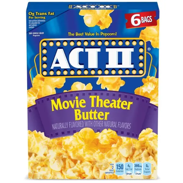 Movie Theater Butter Microwave Popcorn, 2.75 oz., 6-Count Bags (Pack of 6)
