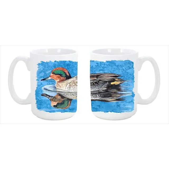 Teal Duck Dishwasher Safe Microwavable Ceramic Coffee Mug 15 oz.