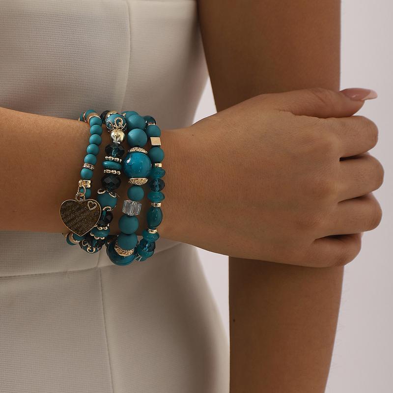 12/24/36pcs Mixed Color Glass Bead Bohemian Style Bracelet Set for Women - Heart Butterfly Elephant Alloy Charm, Versatile for All Seasons, Perfect for Casual Attire Gifting Valentine's Day Pretend Jewelry Toys