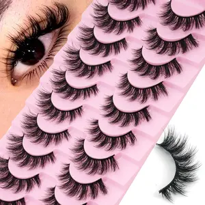10 Pairs Fluffy False Eyelashes, 3D Natural Look Lashes for Women, Russian Strip Volume Soft Eyelashes, Friendly Gift for Beginners