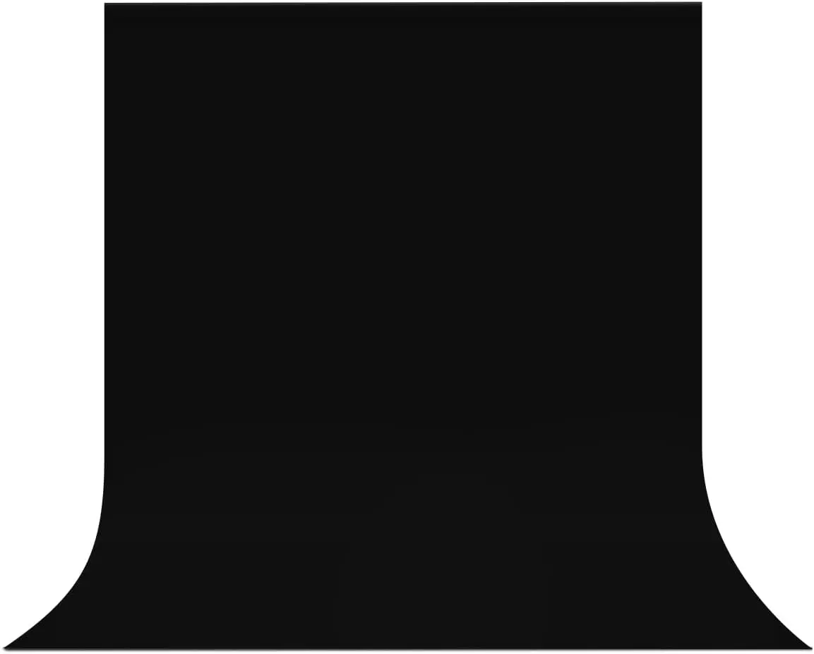 9x6 FT High-Density Polyester Pure Black Photography Backdrop, Collapsible Seamless Curtain Screen for Photoshoot Portraits, Studio Video Use
