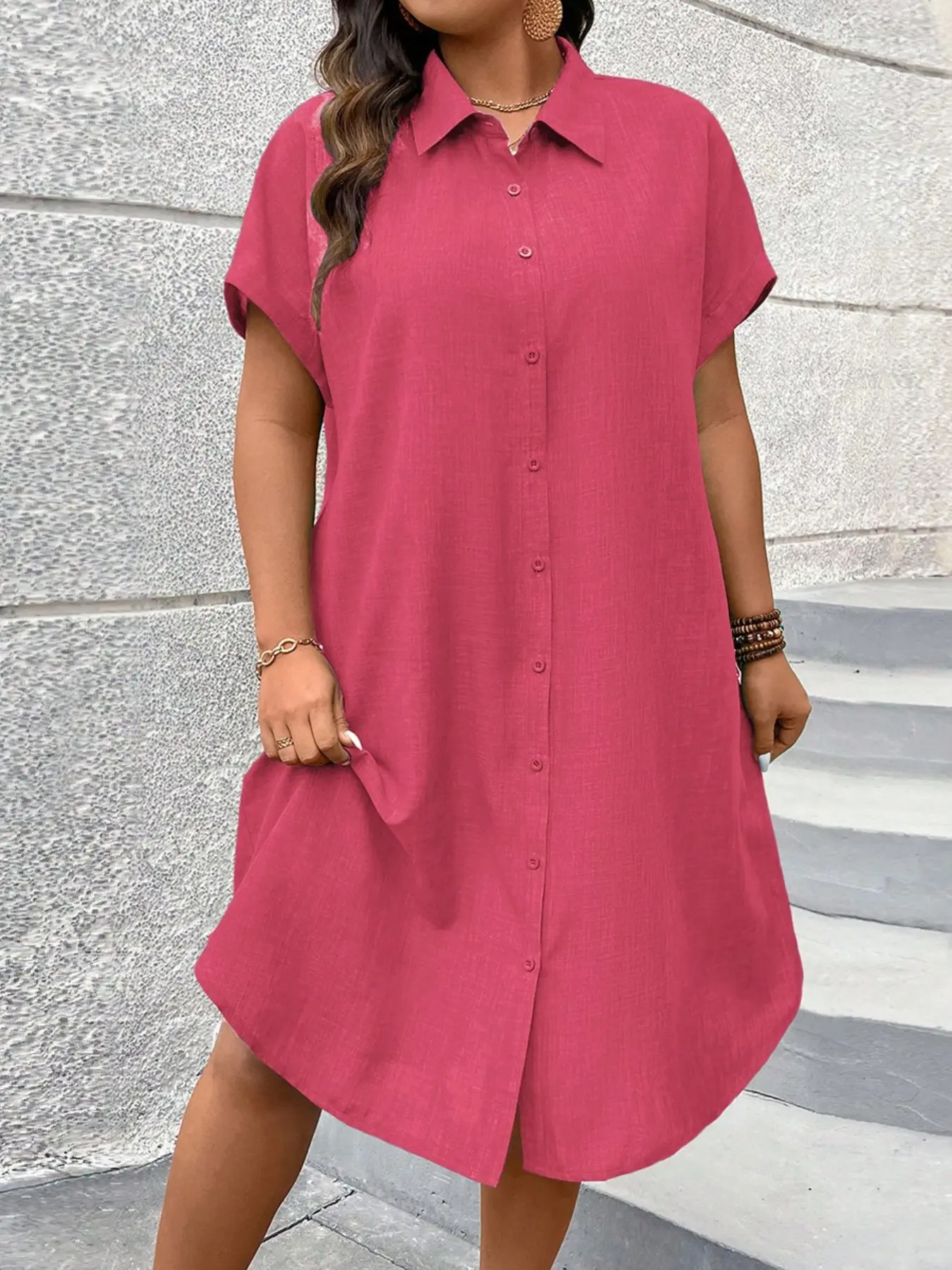 Plus Size Women's Loose Comfortable Solid Casual Dress, Versatile Daily  Wear, Commuter Friendly, Stylish and Elegant Design - TikTok Shop