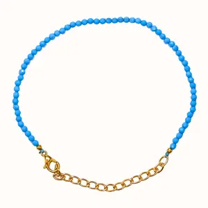 Silver and Gold Chain Adjustable Bracelet for Women & Men - Protection Healing Crystal Bracelet with 2mm Gemstone Beads, Ideal Gift Stocking Stuffers