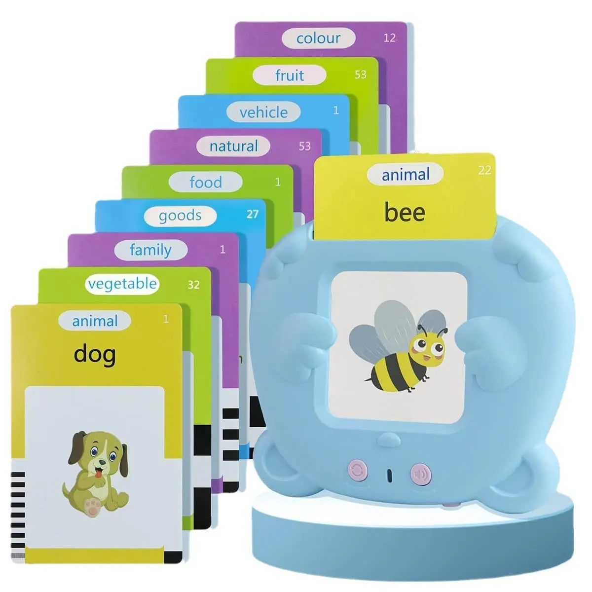 Spanish-English Talking Vocabulary Flashcards for Toddlers, Bilingual Montessori Toy, Speech Therapy, Sensory Pre-Education, 510 Common Words