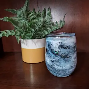 Resin glitter milkyway swirl tumbler cup, marble cup, personalized gift, wine tumbler Stainless Steel Water Bottles Portable Drinkware Beverage Bottle Mug Reusable