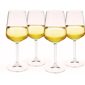 Set of 4 White Wine Glasses - 15.5oz European-Made Crystal | Classic Stemmed Glassware, Dishwasher Safe | Professional Quality Wine Gift Set