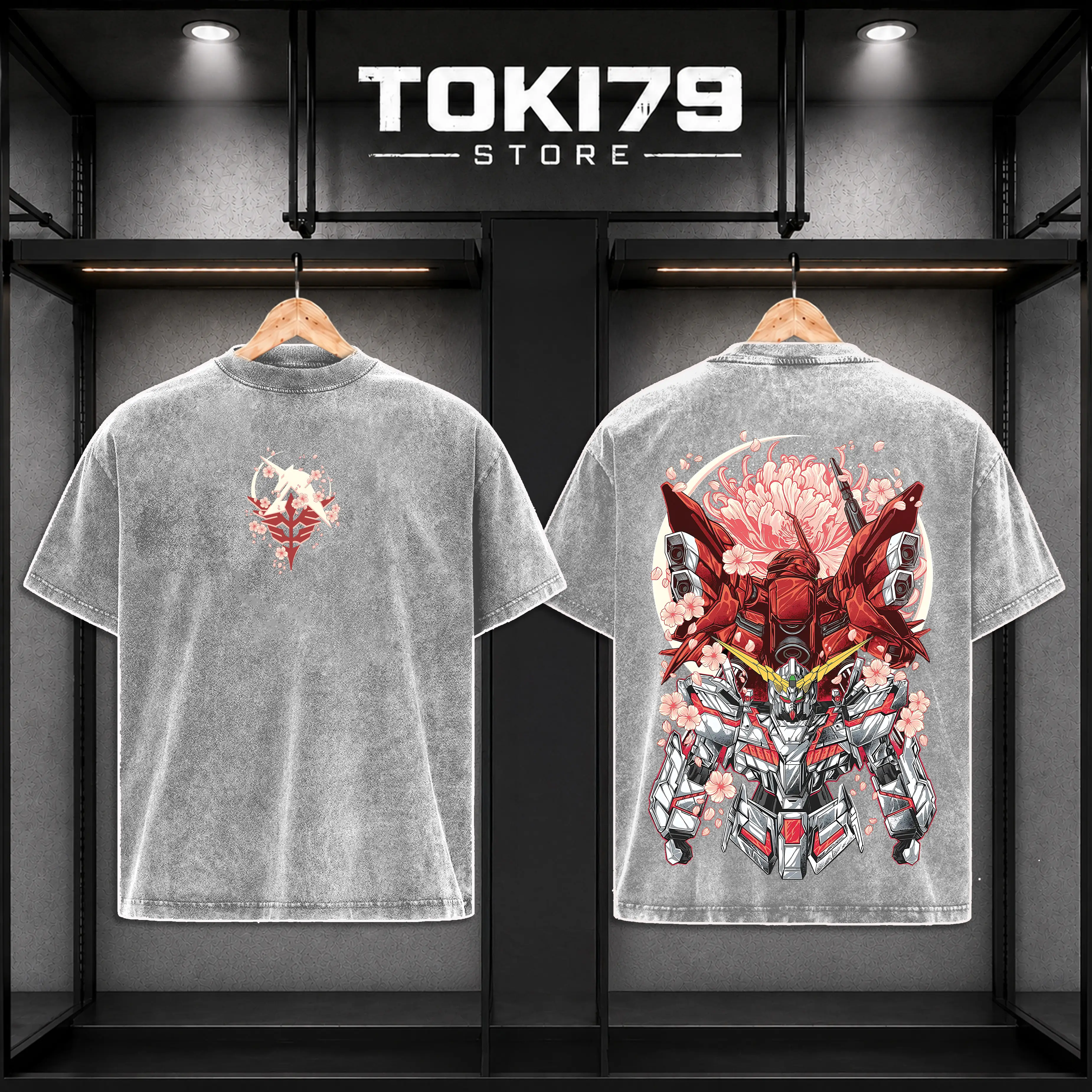 Limited Edition Gundam Unicorn X Sinanju Anime Double Printed Lightweight Acid Washed Tee, 90s Anime Shirt, Robot Anime Lovers, Cotton Fabric, Menswear Top