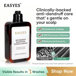 【Easyes】 Anti-Dandruff & Hair-Thinning Shampoo 3 in 1 Woody Fragrance Vegan No Animal Testing Suitable for All Hair Types 6.76 fl oz Clinically Proven Anti-Dandruff Solution