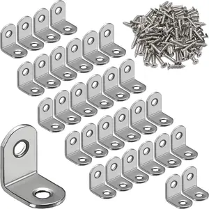 30 count L Bracket Corner Brace 20 x 20mm Stainless Steel Small Shelf Braces for  Shelves, 90  Support Joint Right Angle Brackets with Screws, 0.8in x 0.8in