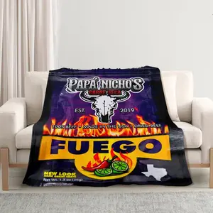 Make In USA, Papa Nicho's Fuego Blanket, Adult Fluffy Blanket In Tiktok Shop Air-Conditioned Room Accessory Creative Cowhide Leather Snack Blanket Cartoon Anime Blanket