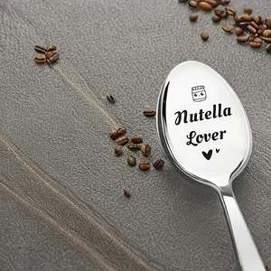 Nutella Lover Engraved Stainless Steel Spoon, Cute Novelty Gift for Birthday Party, Unique Present Idea for Nutella Fans