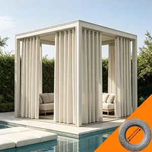 Modern Style Outdoor Waterproof Sunproof Curtain, Breathable Mesh for Porch Gazebo Pergola, UV Protection Rainproof Mold Resistant