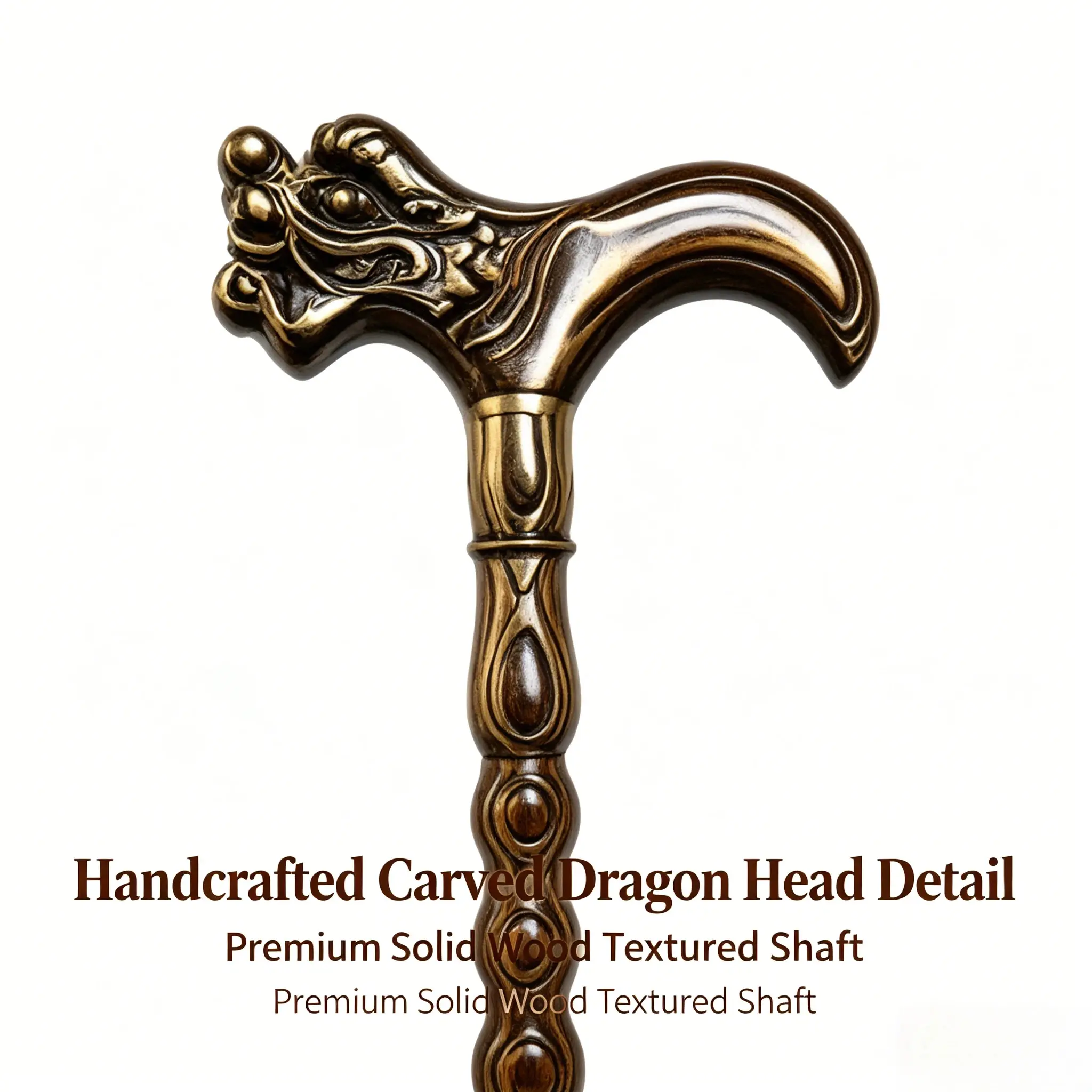 Vintage Hand Carved Dragon Head Walking Cane, Non-Slip Solid Wood Walking Stick, Elderly Mobility Aid & Gentleman Formal Accessory, Halloween Cosplay Prop, Luxury Gift Box, Ideal Father’s Day Birthday Holiday Gift