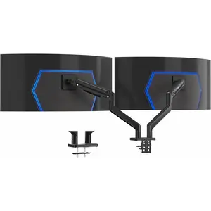 Heavy Duty Dual Ultra-Wide  Tension Arm, Up to 45 inch Screens, Holds 44 lbs per Arm,  Desk Mount  Stand for 2 Ultrawides, Black, STAND-V200V