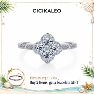 CICIKALEO 1.3CT Moissanite Ring Lucky Clover Halo for Women D VVS1 18K Gold Plated Lab-Created Hypoallergenic Engagement Promiserings Anniversary Gift Fine  Formerly CICI GEMS R021 #Summervibes