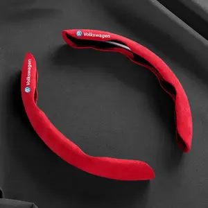 Suede Universal 38CM Car Steering Wheel Cover Non-slip Cover For Volkswagen Scirocco Sharan Golf Passat Tiguan Polo Beetle MK3 MK4 MK5 MK6 MK7 SR32 Car Steering Wheel Insert Accessories