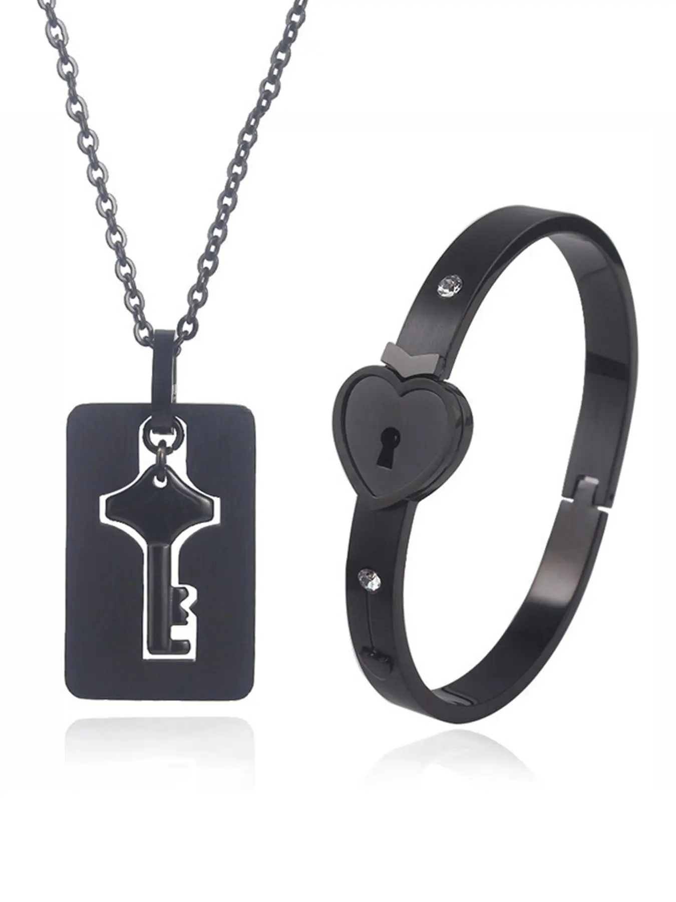 Fashion Lock & Key Design Bracelet & Pendant Necklace, Stainless Steel Jewelry for Party, Daily Clothing Decor, Trendy All-match & Exquisite Jewelry for Gift, Fashionable Jewelry Set, Necklace Bracelet Set