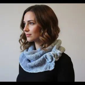 Women's Handmade Crochet Cowl Scarf - Generous 30"l Multi-Color Artisan Winter Accessory, Adjustable Button Closure, Cold Wash, Hand Wash Only