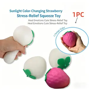Light-Responsive Strawberry Stress Relief Toy, Creative Tpr Squeeze Ball, Tech Simulation Fruit, Pressure Release Toy, Soft Stress Ball