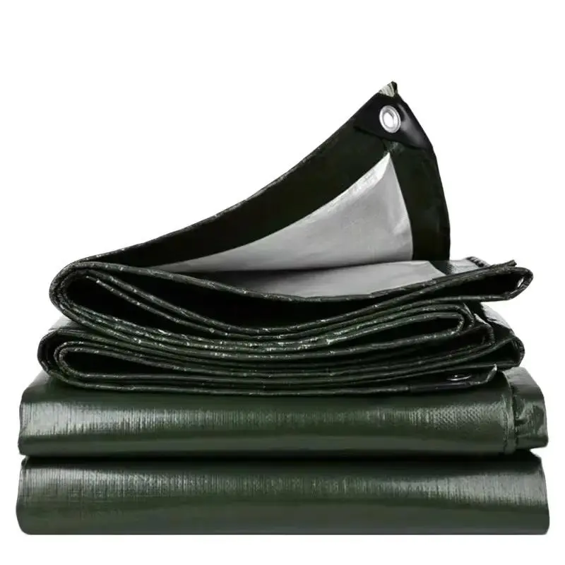 Green Heavy-Duty Waterproof Camping Tarp 13.12*16.4 FT with Grommets Thick Tent Cover Outdoor BBQ Mat Portable Shelter Ground Sheet UV & Mildew Resistant