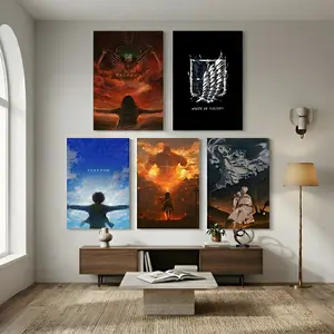 Attack On Titan Poster AOT Atrippy Anime Wall Art"Freedom" Eren Yeager Wall Art Set | Survey Corps Wings of Freedom Poster | The Best Gift for AOT Fans & OtakusEco-Friendly Materials Fade-Resistant Framed or Unframe