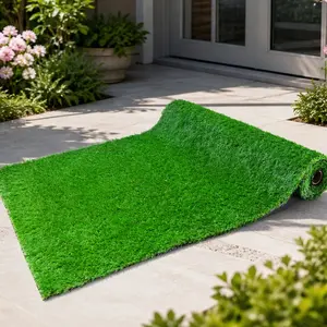 ARCH 2-Pack 3.3ft x 10ft Artificial Grass Rug Realistic Synthetic Thick Fake Faux Grass Turf Mat with Drainage Holes, UV Resistant Pet-Friendly Indoor Outdoor Garden Lawn Landscape Carpet, Green Polypropylene, Green Color Options, Color: Green