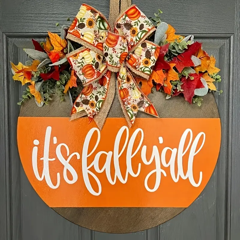 It's Fall Y'all Door Hanger, Wooden Fall Welcome Sign, Farmhouse Front Door Decor, Rustic Fall Porch Hanging Decoration, Harvest Home Gift