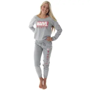 Marvel Comics Women's Juniors' Avengers Brick Logo Shirt And Jogger Pants Pajama Set