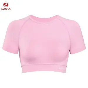 AUROLA Influence Crop Top Workout Shirts for Women, Ultra-Soft Seamless Gym T Shirts Short Sleeve Running Workout Tops SpringStatements