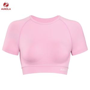 AUROLA Influence Crop Top Workout Shirts for Women, Ultra-Soft Seamless Gym T Shirts Short Sleeve Running Workout Tops
