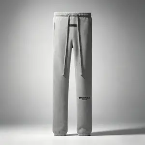 Men's Fear of God Essentials SS22 Dark Oatmeal Beige Logo Sweatpants, Menswear Bottoms
