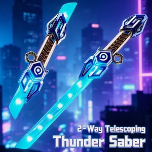 Cool Retractable LED Light Up Sword with Double Blades, Multi-Color Lighting Switch, Gravity Induction & Spin Feature, Rechargeable Glowing Toy for Themed Parties, Night Play and Holiday Presents