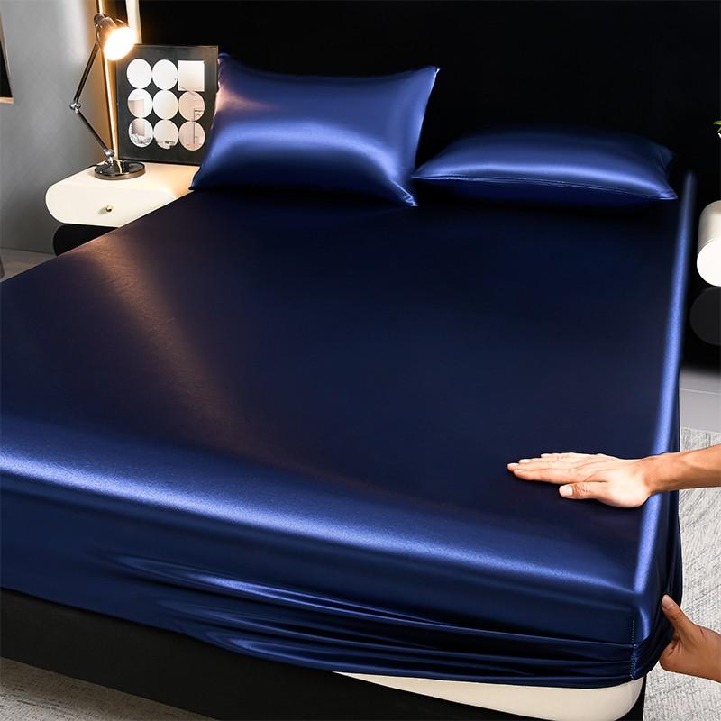 2/3Pcs Silky Satin Bed Sheet Set, Satin Bed Sheets, Dustproof Mattress Protector, Soft and Comfortable Fitted Sheet, Skin-Friendly & Breathable, Smooth Mattress Cover, Silk-Like Bedding for Bedroom/Dorm/Hotel, Multiple Sizes Available