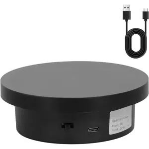 Rotating Display Stand 2 Covers 5.1in/7.09in Diameter 11lb Load Capacity Type-C Power Supply for Photography Product, Motorized Display Turntable for Turner Cup Displaying (18cm Black)