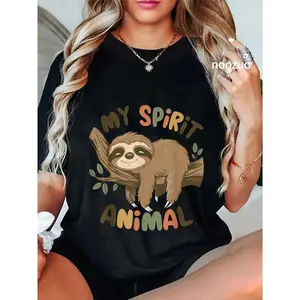 100% Cotton Unisex Sloth My Spirit Animal Graphic Funny Sloth Funny Sarcastic T-Shirt