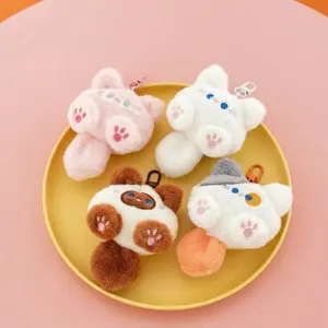 4-Pack Adorable Cartoon Zinc Alloy Plush Kitty Figurine Keychain, Suitable for Backpacks, Handbags, and Key Ring Decorations, Seasonal Cute Gifts, Car Accessories Bag Keychain, Campus Gothic Y2K Style