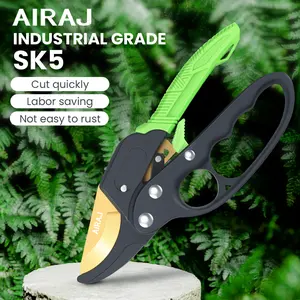 AIRAJ Garden Pruning Shears Ergonomic - SK5 Alloy Steel, Quick Efficient Cuts, Labor-Saving Spring, For Garden and Fruit Harv