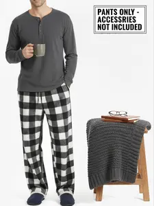 Men's Flannel Long Pants Sleepwear, Comfortable Casual Plaid Pajama Bottoms, Fitted All-Season Lounge Wear for Relaxing Nights at Home