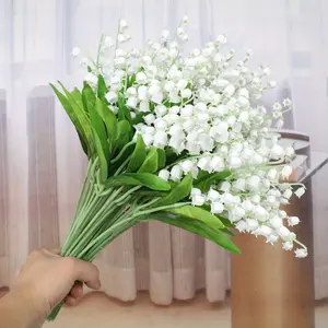 10pcs Realistic Greenery Artificial Flower Plant Lily-Of-The-Valley Wedding Bouquet Home Decor, Perfect for Weddings, Home, Office, Mother's Day, Birthday, Spring