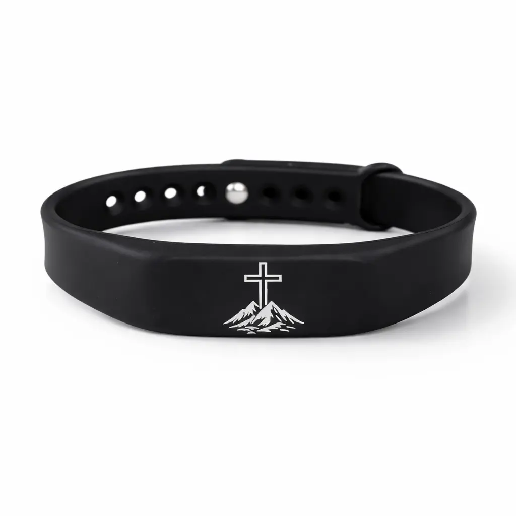 MOMENT WITH JESUS NFC BIBLE VERSE BRACELET DAILY BIBLE VERSE DURABLE WATERPROOF SILICONE EVERYDAY FAITH CROSS BRACLET WITH MOUNTAIN DESIGN