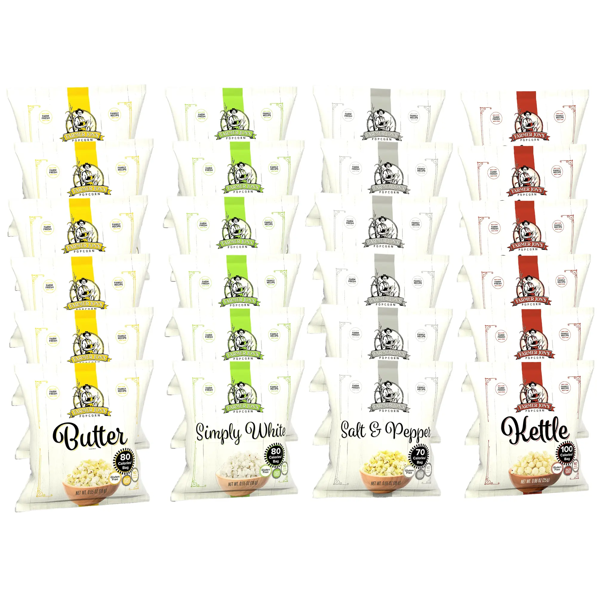 Variety Pack, 24 Count Ready-to-Eat Single Serving - Farmer Jon's Popcorn
