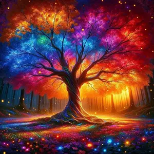 1 set of DIY diamond painting kit, 5D diamond art set, DIY decoration rainbow tree mosaic, diamond art, DIY art home decoration, Crafts, Diamond Art Tools